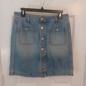 LOFT denim Button Front Mini Skirt Spring Sz 6